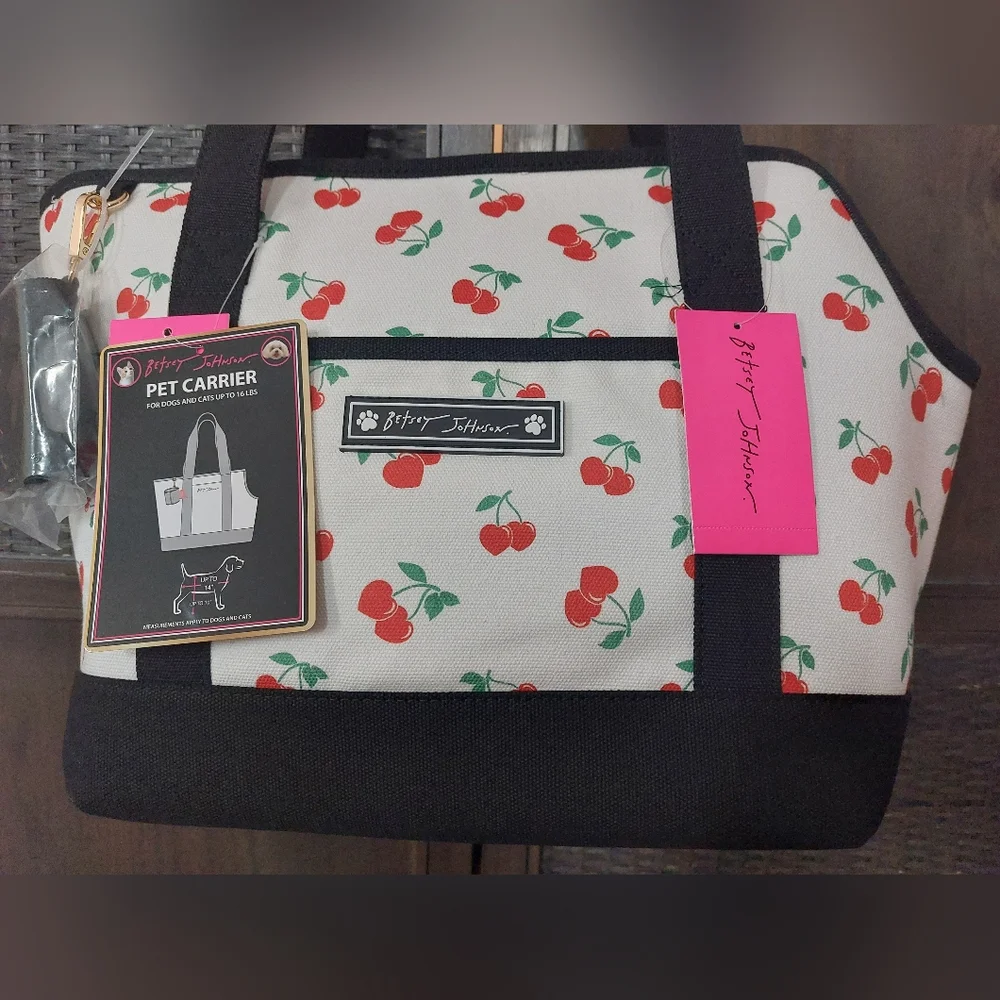 Betsey Johnson Cherry Heart Pet Tote Bag Carrier NWT